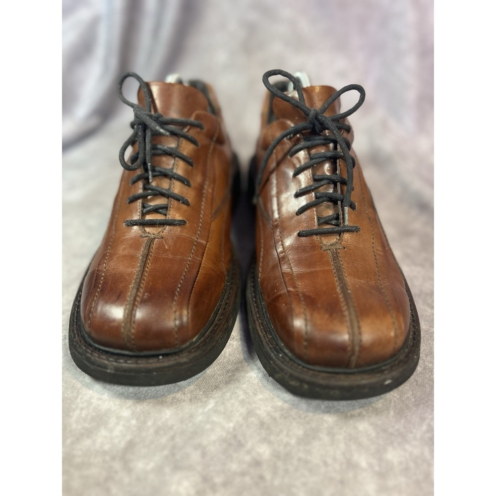 Brown Shoe Co Mens 11 Leather Oxford Shoes Made in Italy Brown Lace Up Comfort